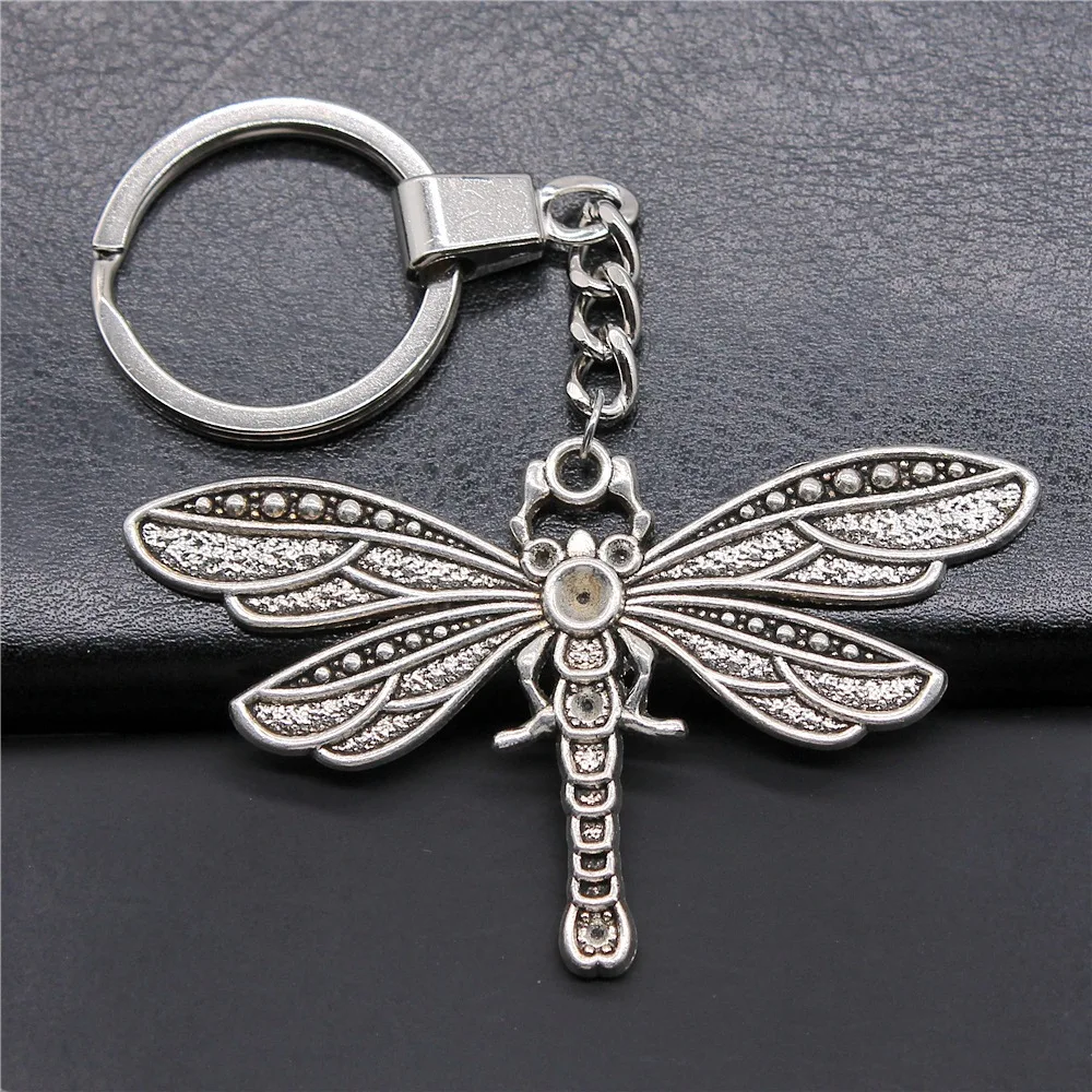 

Модный брелок античный серебряный цвет 71x42 мм кулон в виде стрекозы держатель для ключей мужские ювелирные изделия автомобильный брелок су...