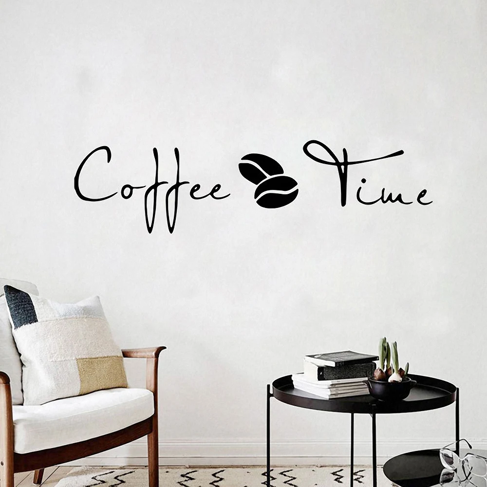 

Coffee Time Wall Stickers Modern Cafe Art Decal Kitchen Coffee Shop Office Background Removable Wall Mural Home Decor