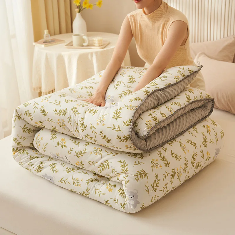 

Thermal Winter Printed Quilt Thicken Double-Faced Velvet Wool Blankets Quilts Duvet 4kg Comforter For Bed Home Textiles