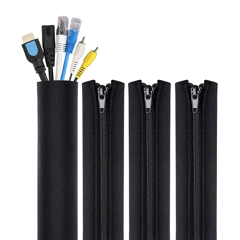 

New 4 Pack Cable Tidy Tube for TV Computer Home Entertainment,Cable Management Zipper Sleeve Cable Organisers Sleeve
