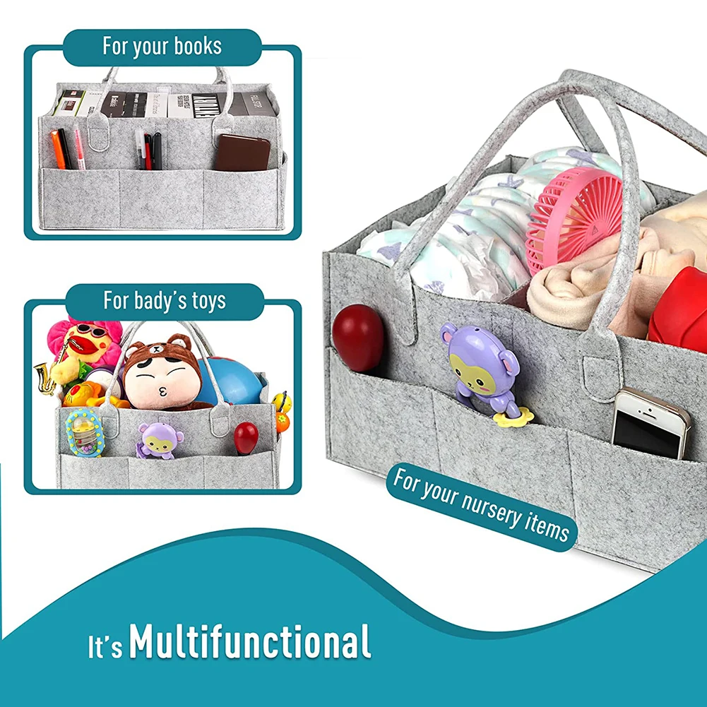 

13*9*7inch Nursery Storage Basket Gray Felt Box Removable Insert For Store Toy Breast Pump Diaper Baby Gift Home Organizer