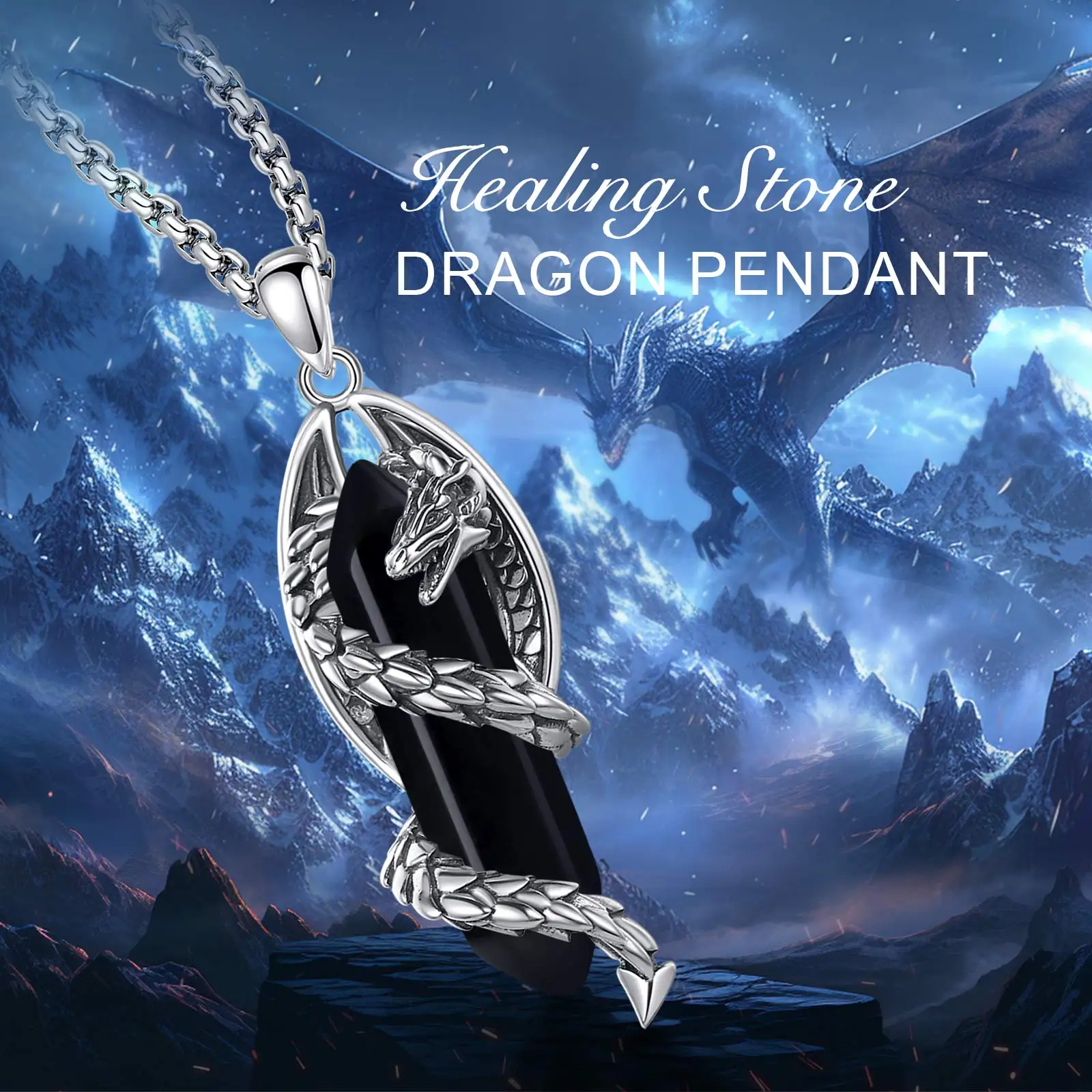 Eudora Dragon Twining шестиугольное обсидиан призматическое ожерелье энергетический