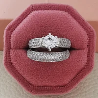 moonso new fashion cushion cut wedding ring set for women bride engagement jewelry bands eternity gift r4837