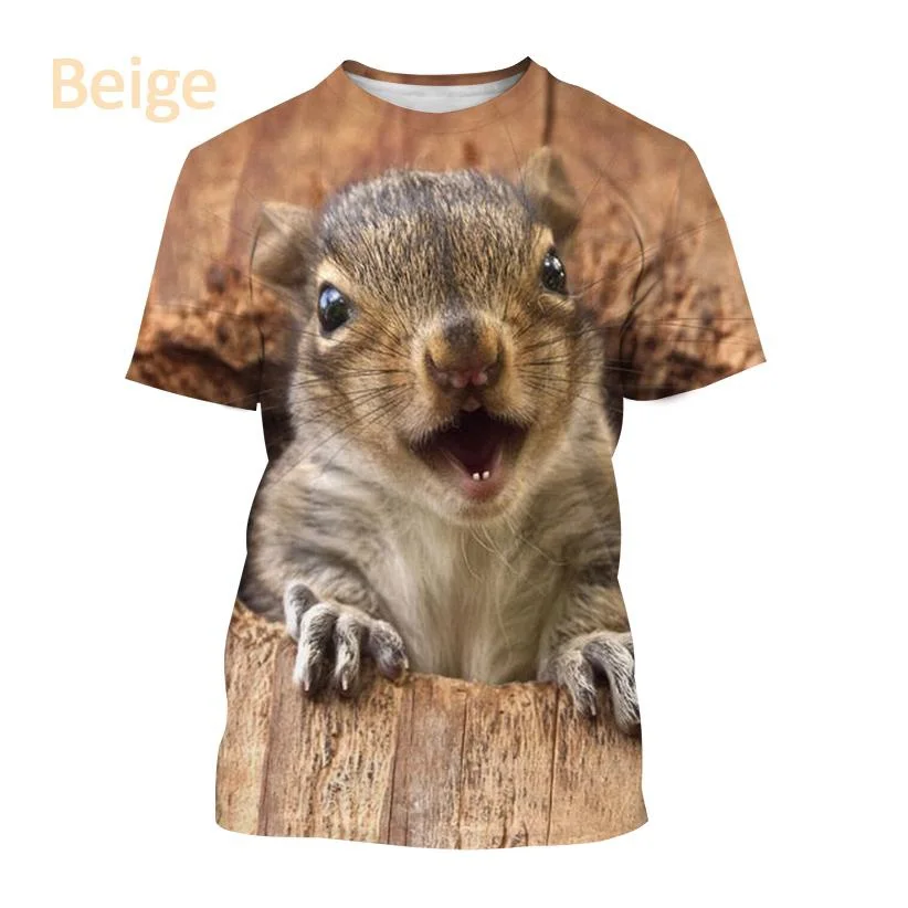 

BIANYILONG brand summer T-shirt new squirrel 3D printing pattern fashion Harajuku style casual round neck short-sleeved top
