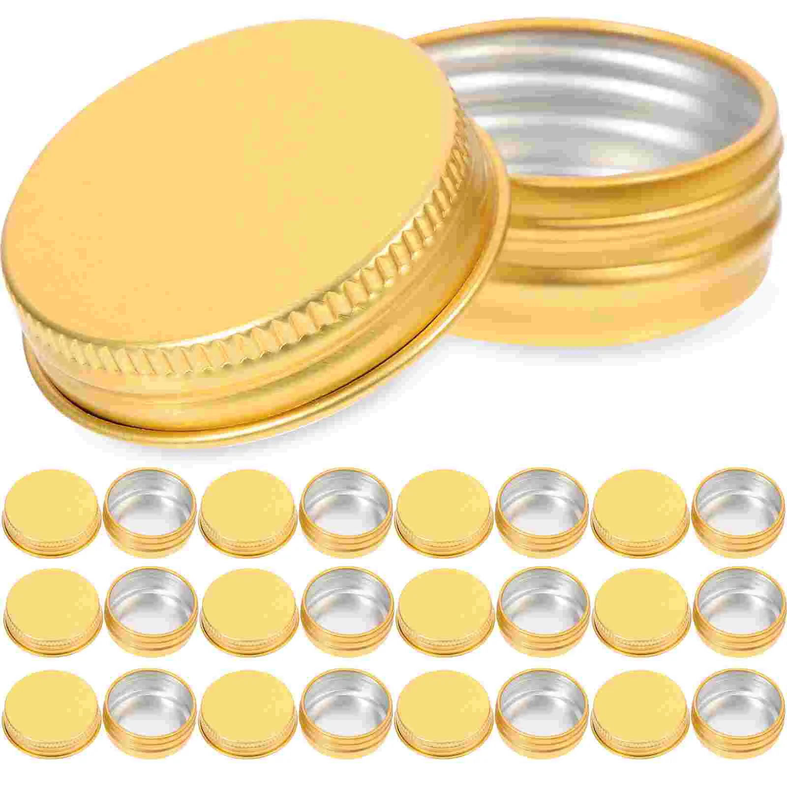 

24 Pcs Candle Jar Makeup Samples Small Metal Tin Medicine Jar Steel Tin Cans Aluminum Metal Can Lid Travel