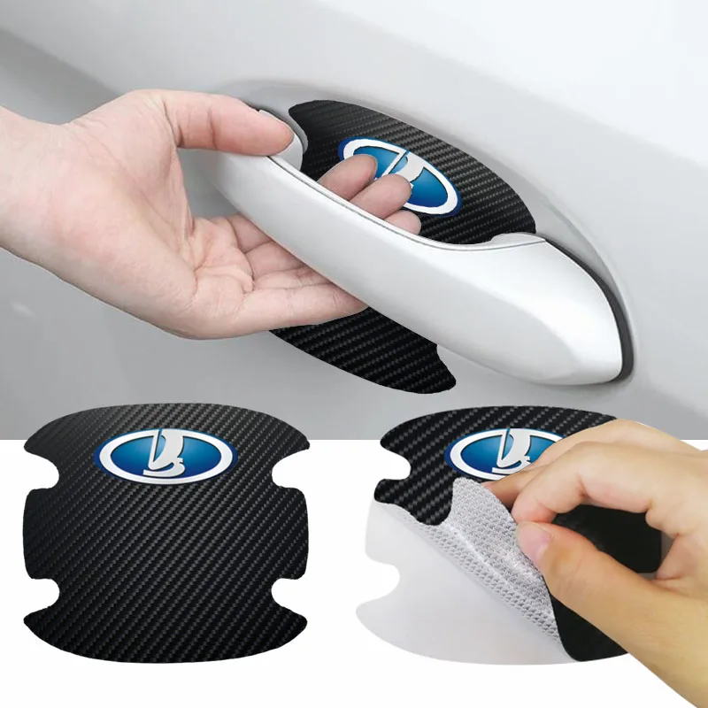 

New Car Carbon Fiber Door Handle Bowl Car Exterior Sticker Decal For Lada VESTA Niva Kalina Priora Granta Largus Vaz Samara 2110