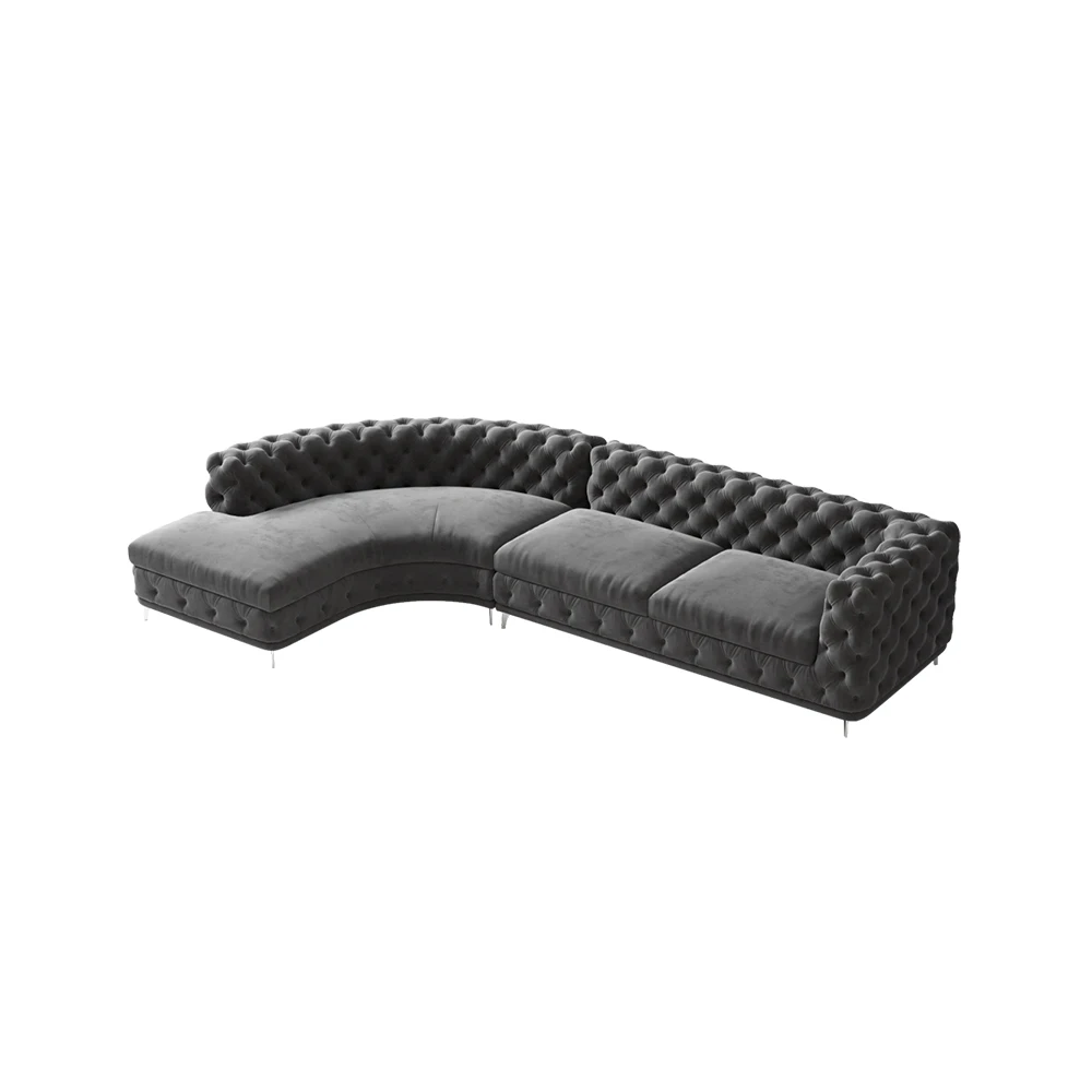 

Hot Luxury Italian Style Custom Modern Design Fabric Velvet Black Pink Couch Corner Sofa Set Furniture Living Room Sofas