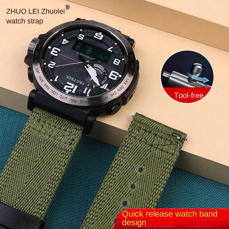 Нейлоновый холщовый ремешок для Casio PRW-6600Y-1/2A PRG-650 GA2000 быстросъемный мужской
