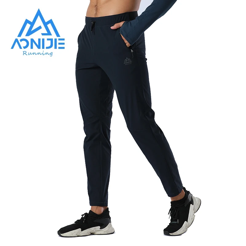 AONIJIE Men Male Sports Pants Microprojectile Trousers Semi-elastic Waist For Leisure Daily Running Fitness Gym Men's Pants