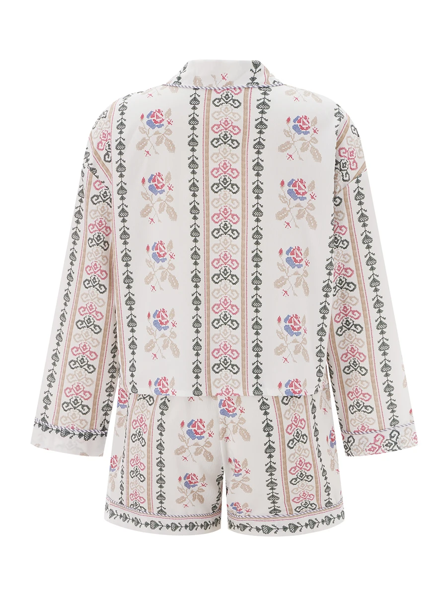 Женские костюмы из 2 предметов повседневные топы в стиле бохо с цветочным принтом