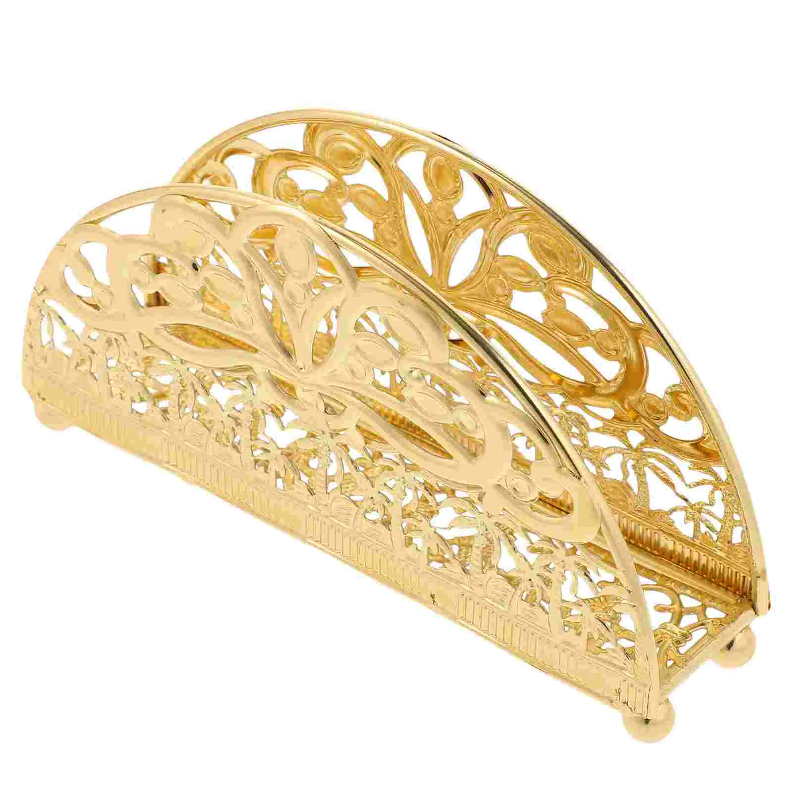 

Desktop Semicircle Napkin Stand Metal Hollow Serviette Holder for Tabletop