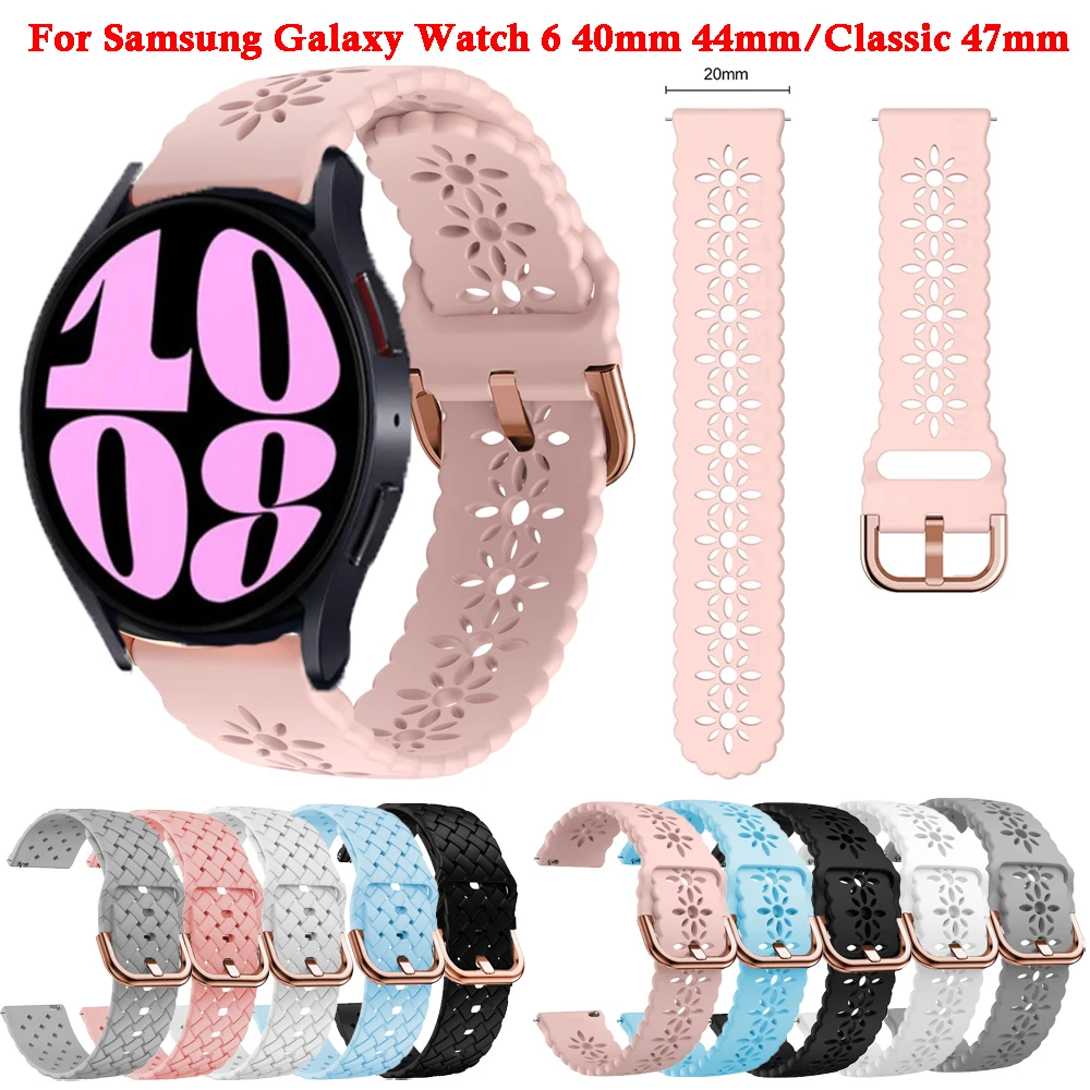 

Strap for Samsung Galaxy Watch 6/5/4/Classic/Pro 45mm 44mm 40mm 47mm 43mm 42mm 46mm Sport Silicone 20mm Bracelet Watchband