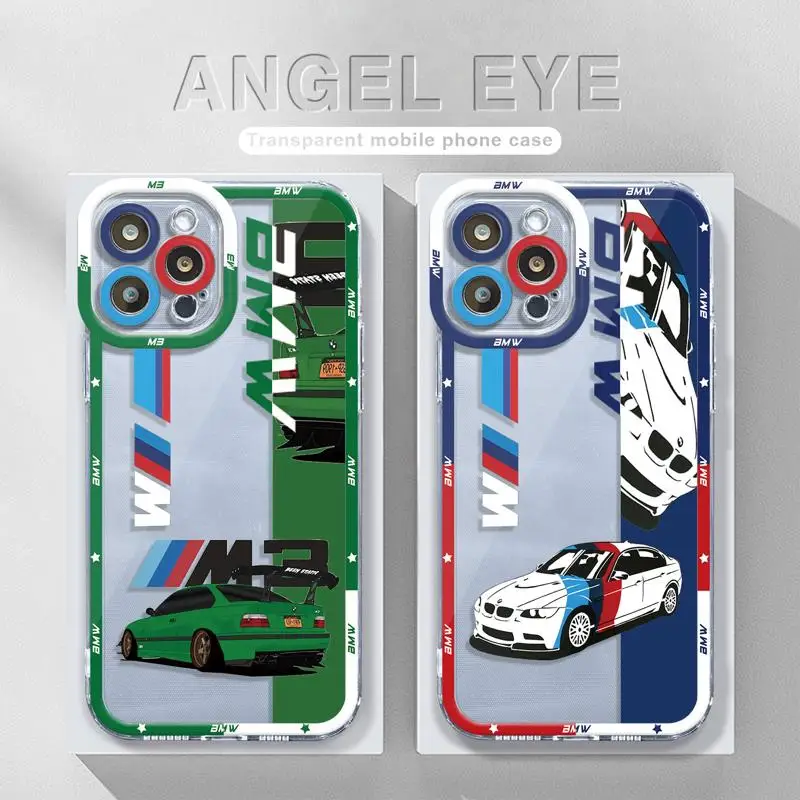 

BMW Car Phone Cases For Apple iPhone 14 Pro Max 13 12 11 X XS 7 Plus 8 Mini XR 12mini 13mini Frame Pattern Clear Eyes Funda