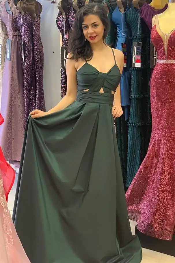 

Dark Green Bowknot Tops A-line Party Dress