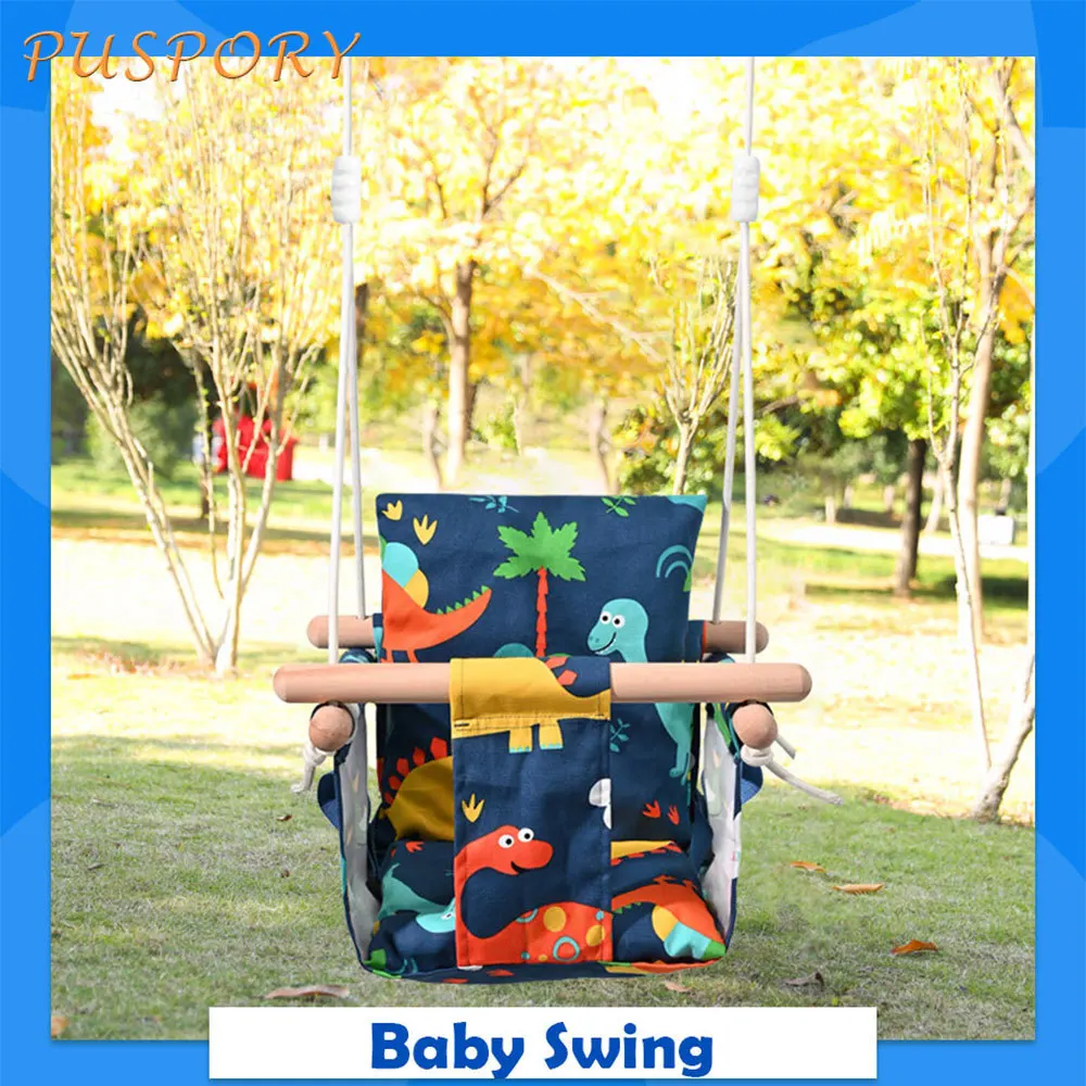 

Baby Swing Infant Outdoor Indoor Cotton Pine Hanging Chair Hanging Basket Swing Breathable Rocking Chair New Child Play Cradle