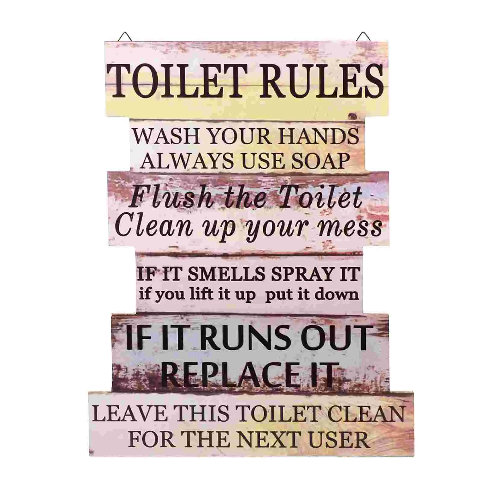 

1pc Rustic Bathroom Rule Sign Funny Bathroom Sign Decorative Toilet Sign Toilet Rule Hanging Sign Farmhouse Toilet Ornament