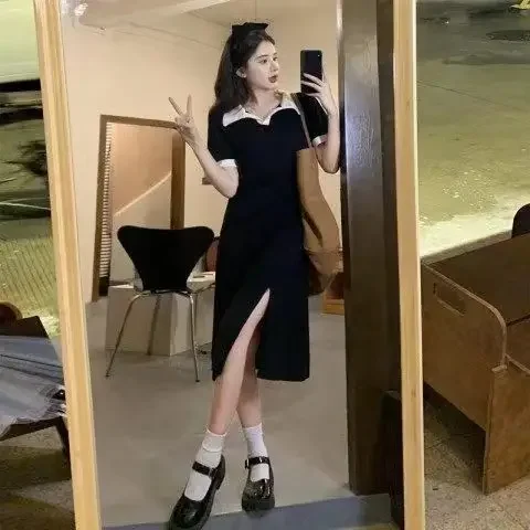 Новинка платье с воротником-поло женская одежда лето 2024 дизайн лацканы