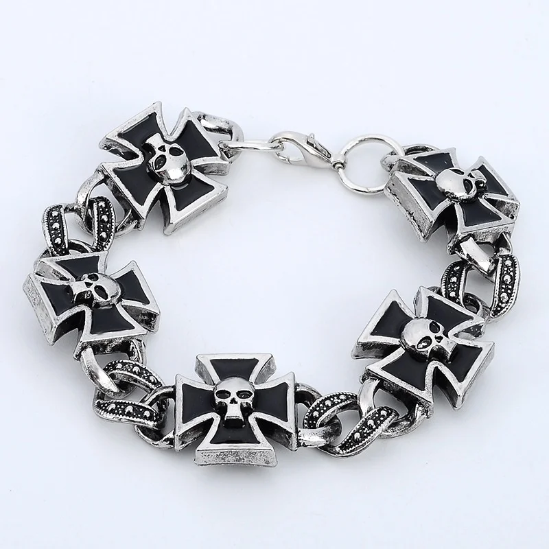 

Fashion Oil Dripping Cross Bracelet Men Punk Cross Spacer Charms Bracelet Women Classic Jewellery Pendant Bracelet