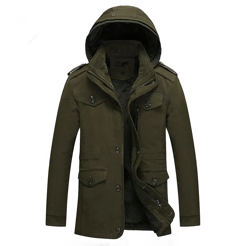 

Extra Large 6XL Men's Jacket Corduroy Mid Length Jacket Thickened Warm Hooded High Quality Business Casual Men's Cotton Coat