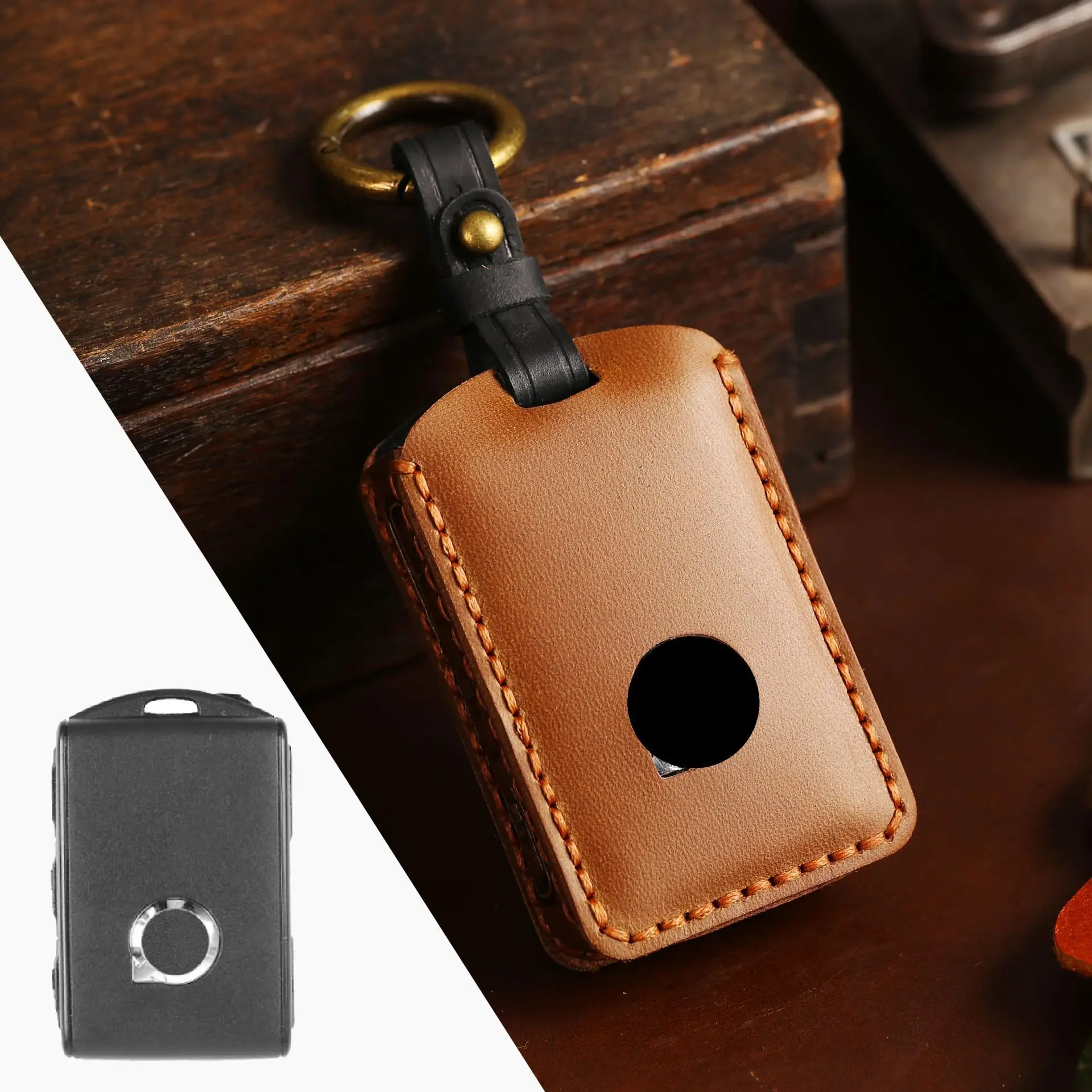 

New Leather Car Key Case Bag Fob for Volvo XC40 S90 XC90 V90 XC60 T5 T6 T8 S60 Auto Keychain Car Key Cover Key Protect Shell