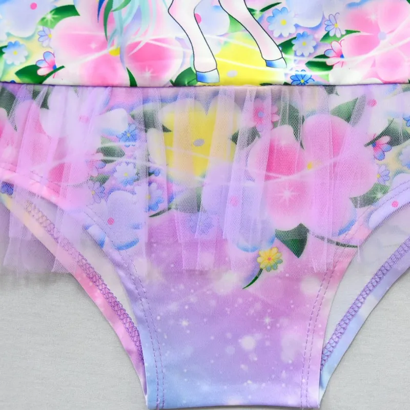 Новинка 2020 слитный купальник с единорогом для малышей пляжная одежда Мультяшные