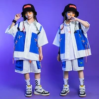 kid kpop hip hop clothing cord oversized short sleeve shirt summer casual cargo shorts for girl boy jazz dance costume clothes