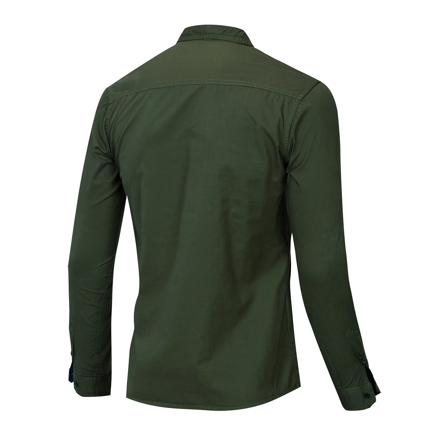Military Style Cotton Men's Shirts Lapel Chest Pocket Casual Fashion Buttons Long Sleeve Male Shirt Solid Loose Large Size Top