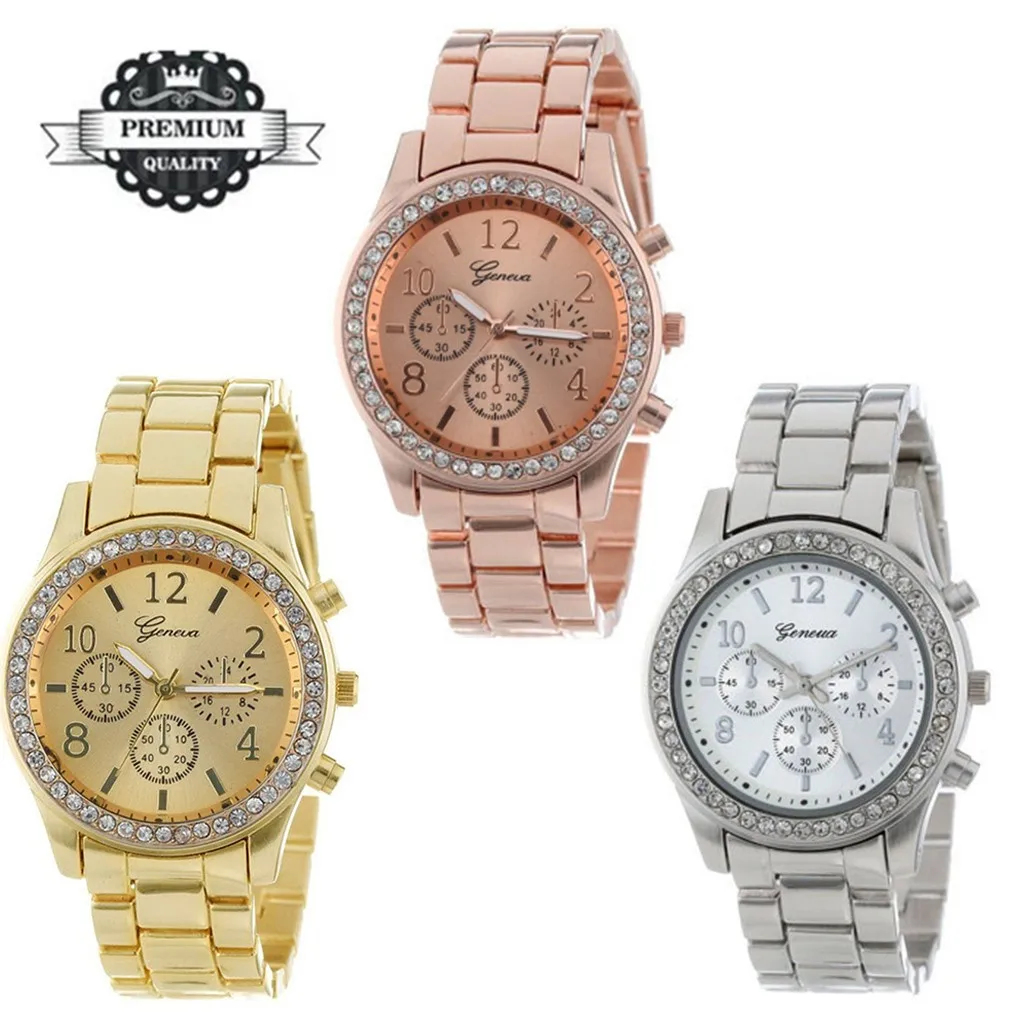 

2022 Fashion Dress Watches Women Men Faux Chronograph Quartz Plated Classic Round Crystals Watch relogio masculino Casual Clock