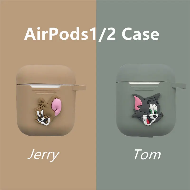 

Том и Джерри подходят для Airplads 1 / 2 / Pro Беспроводная Bluetooth-гарнитура силиконовый защитный чехол симпатичная мультяшная пара