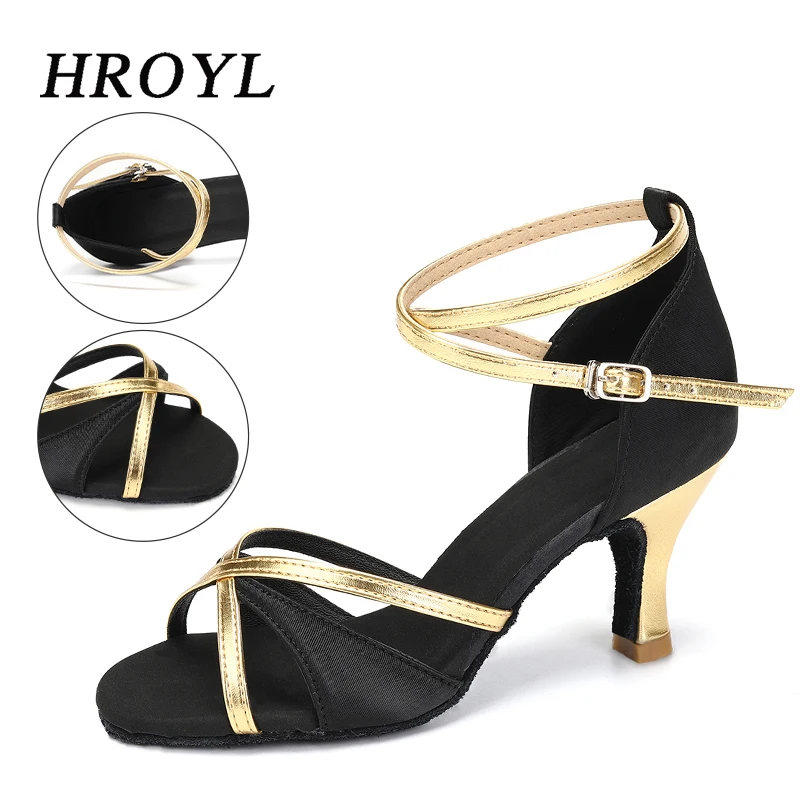 Женская Обувь Для Латинских Танцев Атласный Верх Средний Каблук Тренировочные