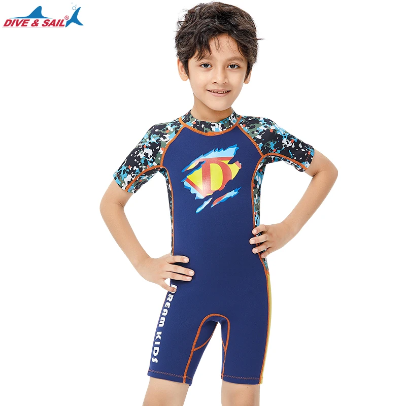 

Shorty Wetsuits Kids and Youth 2.5mm Neoprene Short Sleeve Surfing Swimming Diving Suits Back Zip for Water Sports