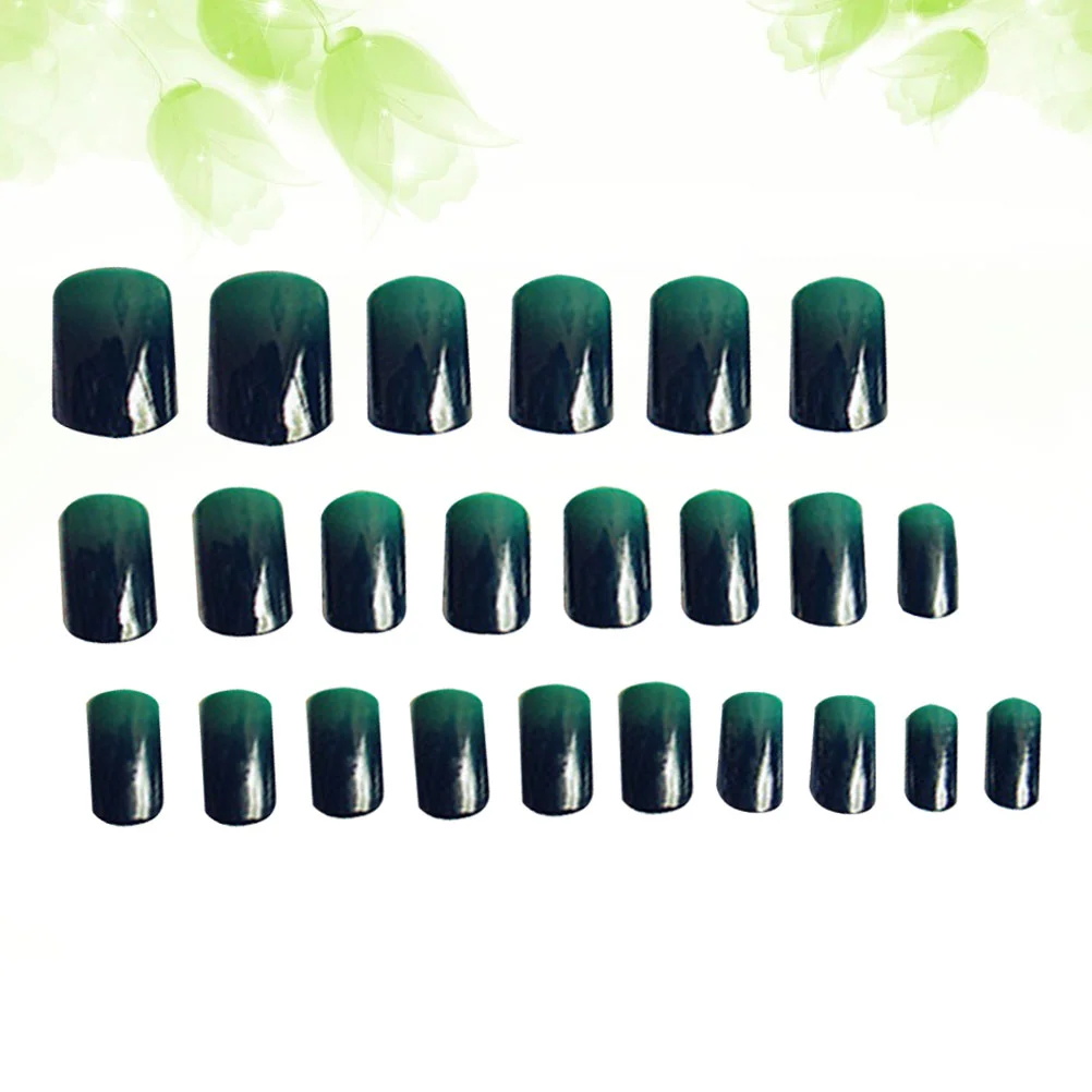 

Накладные ногти черного и зеленого цветов, 24 шт.