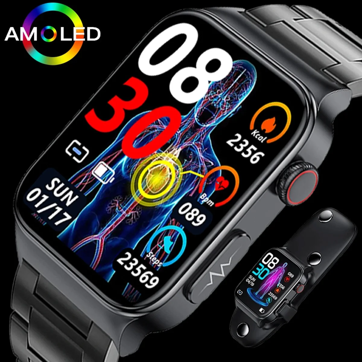 

Мужские Смарт-часы с пульсометром, тонометром и оксиметром