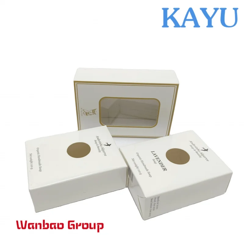 Eco-friendly gold foil art paper gift boxes packaging soap box with clear window carton packaging
