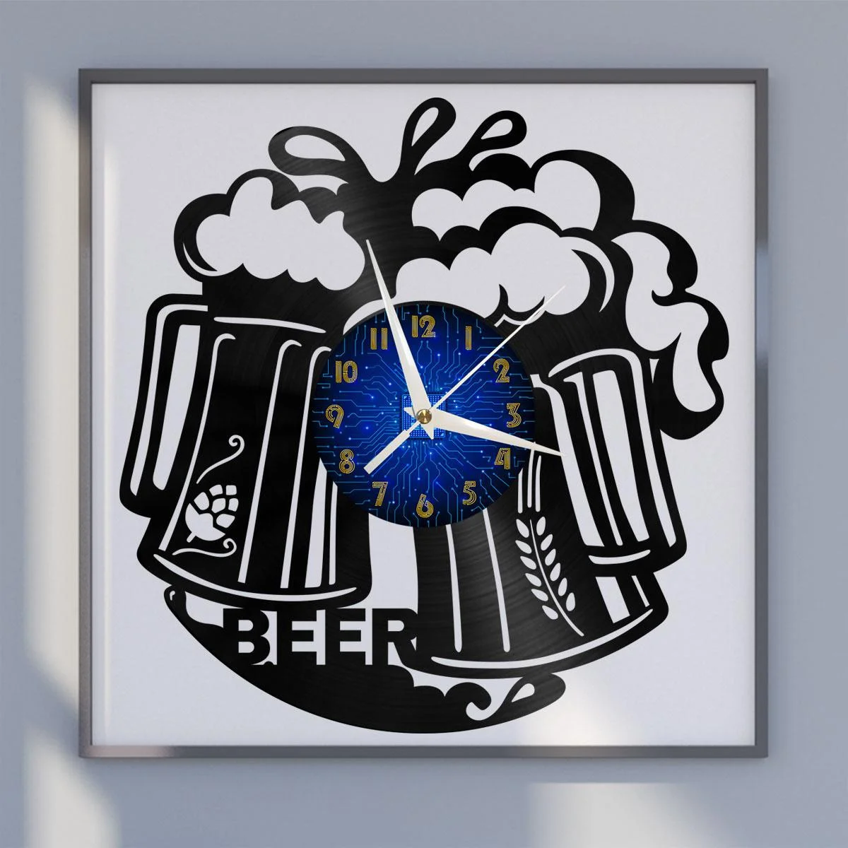 

Cheers Beer Vinyl Wall Clock, Vinyl Record Clock Wall Art Silent & Non-ticking