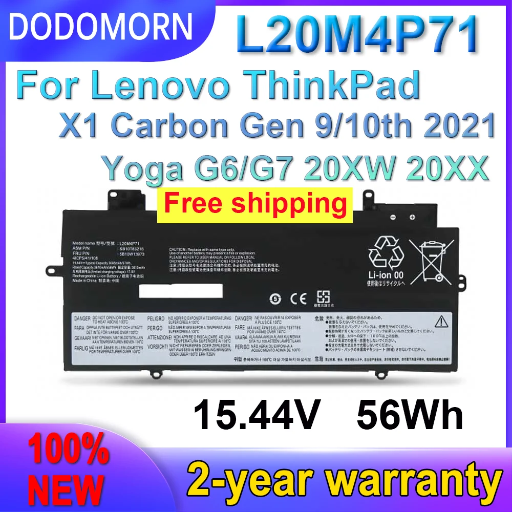 DODOMORN Быстрая доставка Новый аккумулятор L20M4P71 для Lenovo ThinkPad X1 Carbon Gen 9/10 G9-20XW 2021 Yoga G6/G7