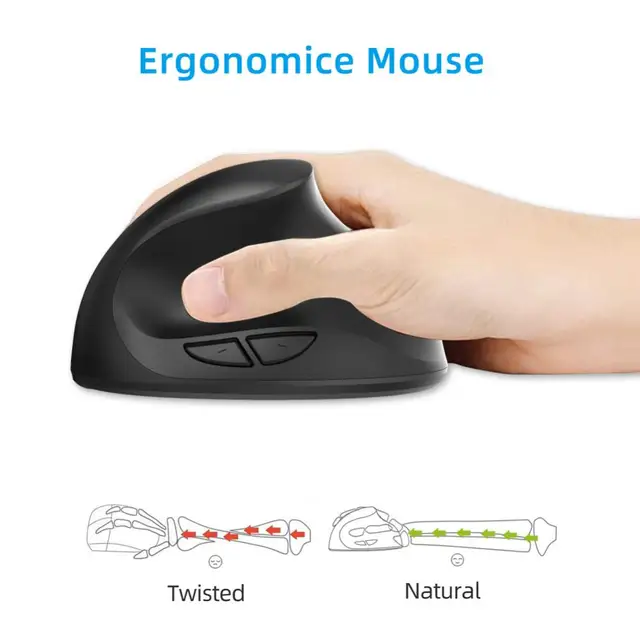 Ergonomic Desktop Upright Mouse Portable Ergonomic Wireless Vertical Mouse Usb Receiver Optical Mice For Pc Laptop Office Home 4