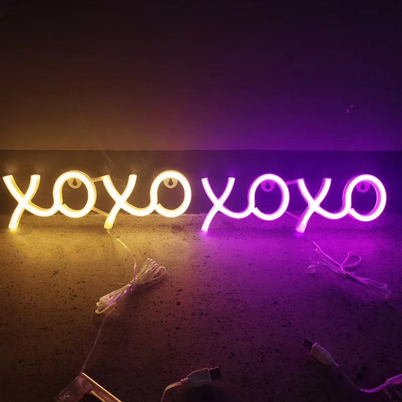 Светодиодная неоновая вывеска XOXO праздничное романтическое свадебное украшение