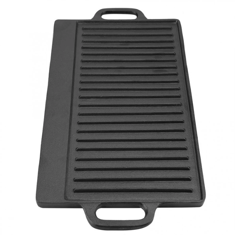 

Non-Stick Cast Iron Grill Griddle Pan Ridged and Flat Double-Sided Baking Cooking Tray Bakeware Saucepan Cast Iron Grill Pan