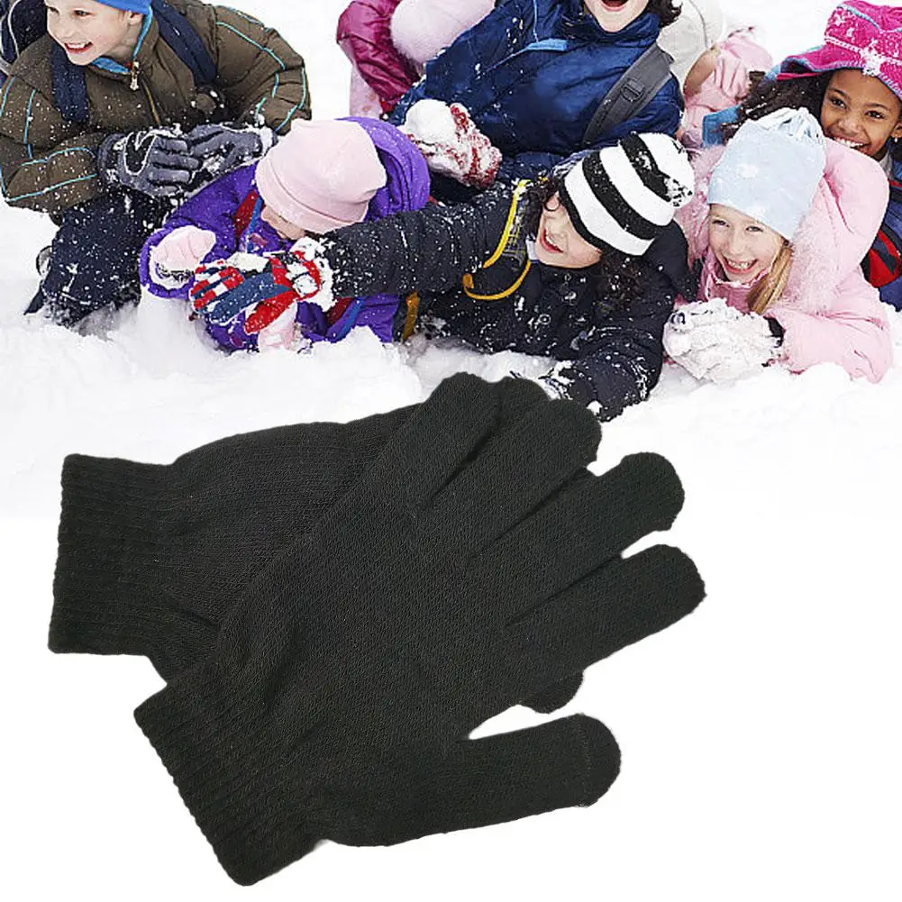 

Перчатки с пальцами, зимние, Осенние, теплые, плотные перчатки для мужчин и женщин, унисекс, утепленные, полноразмерные, спортивные, вязаные однотонные варежки, перчатки Fash R4K1