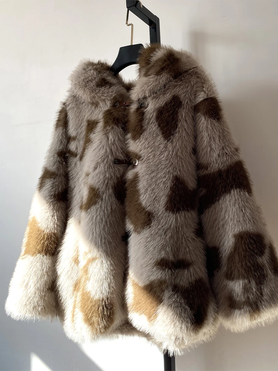 Fox Furry Coat Women's Winter Young Short Hoodie European Goods Winter Coat enlarge
