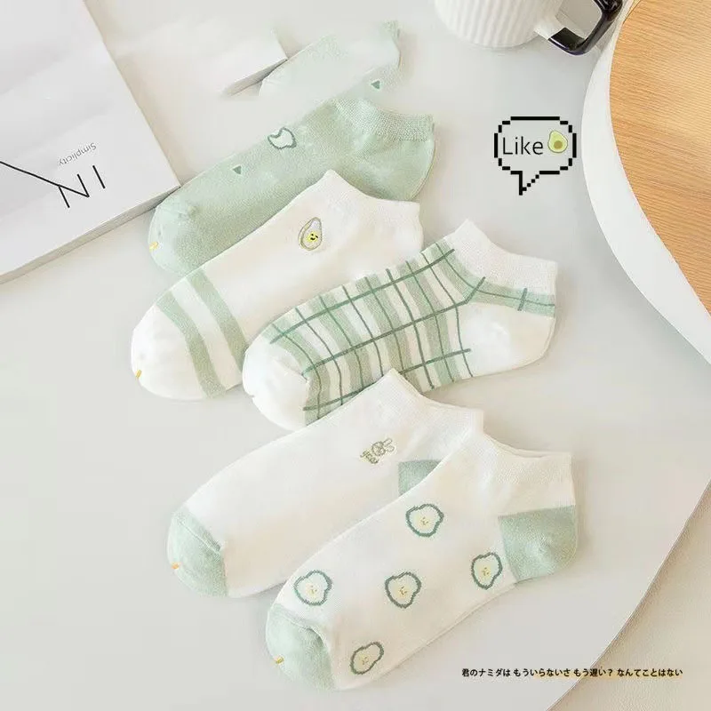 5Pairs/Lot Cute Summer Women Short Socks Boat Chaussette Femme Cotton Ankle Lace Mujer Sock Female Mesh Breathable Calcetines