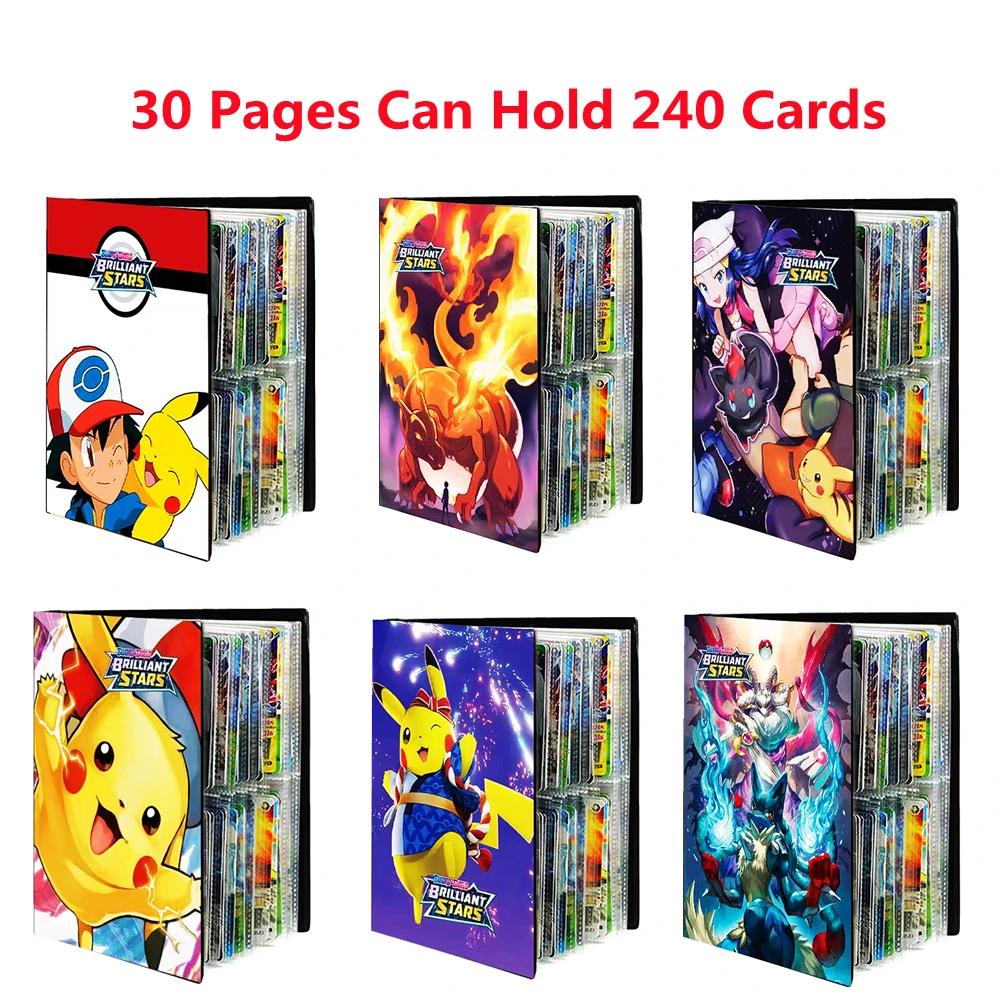 

Pokemon Card Album Binder 4Pocket 240pcs Pikachu Vmax Flash Map Holder Collection Game Card Protector Notebook VMAX GX EX Folder