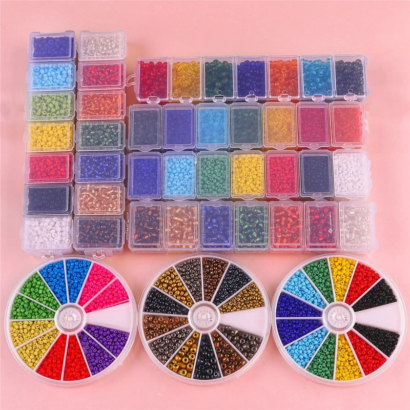

2/3/4mm Glass Seed Beads Kits Loose Beads Set for Handmade Necklace Bracelet Accessories DIY Jewelry Making Kits Findings