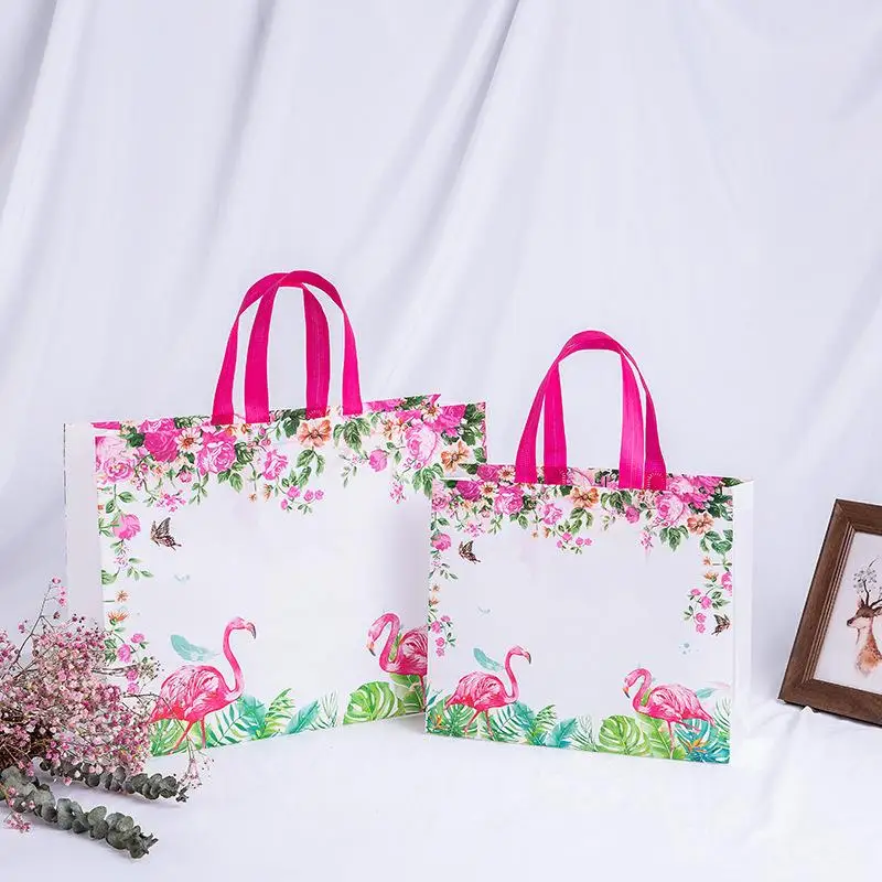 

1 шт., многоразовая сумка для покупок из нетканого материала с принтом фламинго