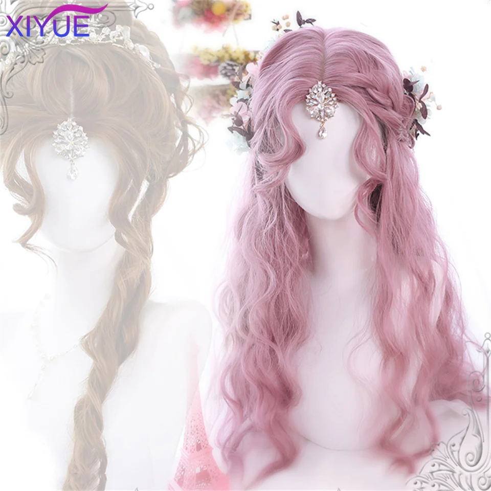 XUTYE Ombre Brown Light Blonde Platinum Long Wavy Middle Part Hair Wig Cosplay Natural Heat Resistant Synthetic Wig for Women images - 6