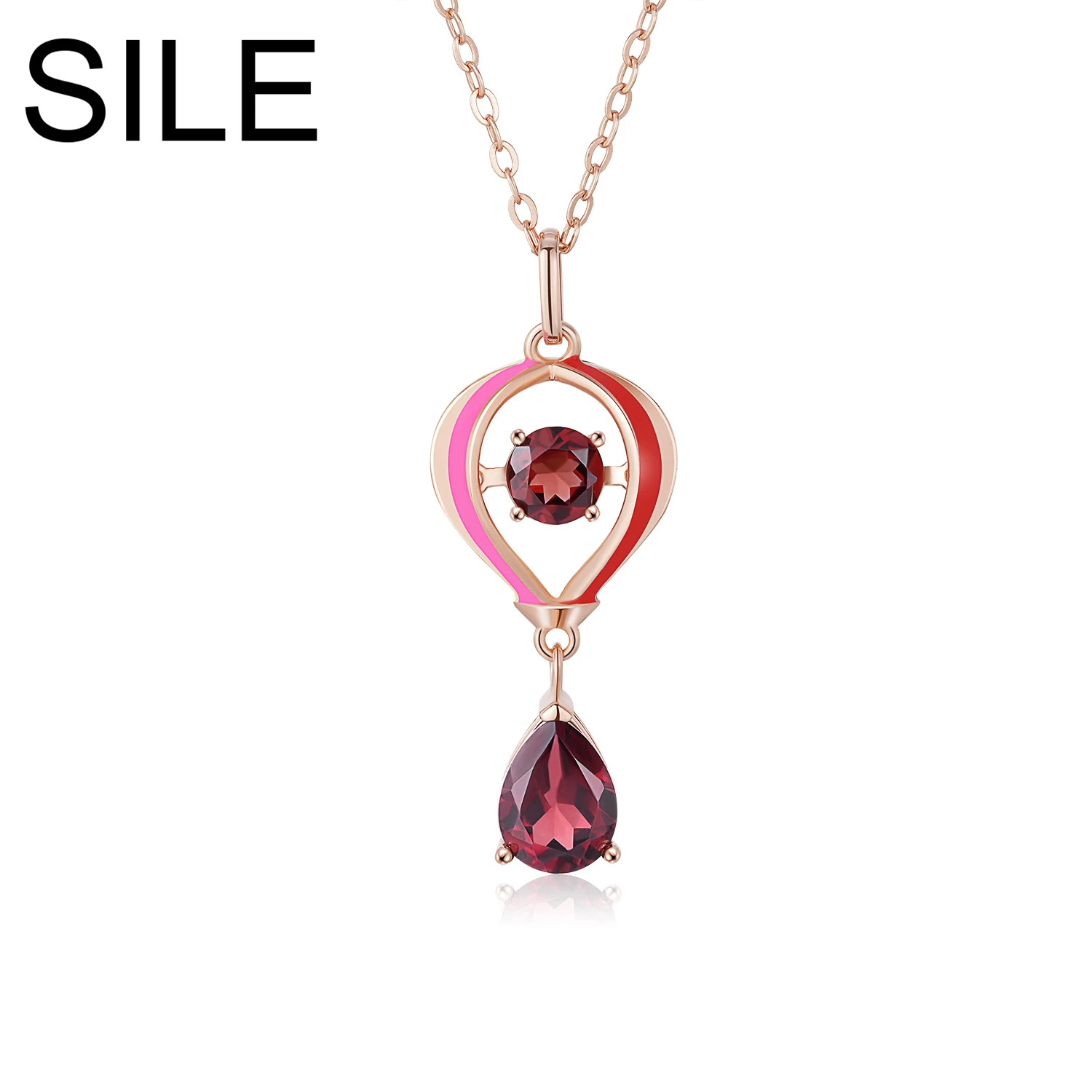 

Цепочка женская из серебра 925 пробы с подвеской в виде красного граната