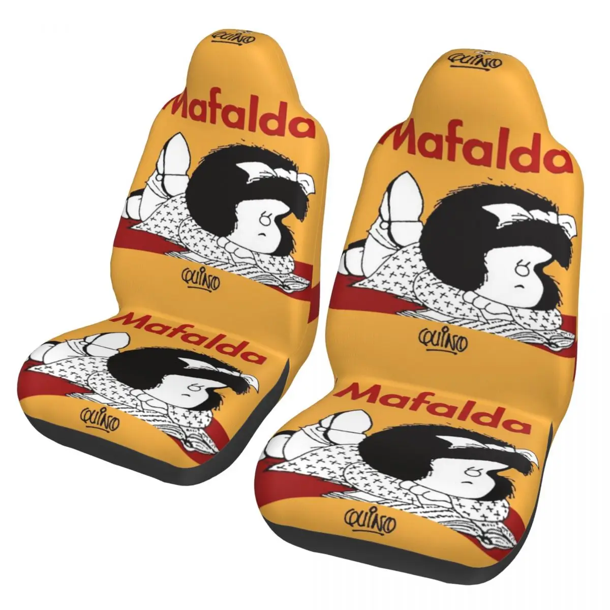 

Чехлы Mafalda на передние Автомобильные сиденья для женщин, Мультяшные чехлы на сиденья автомобиля с принтом, универсальные, подходят для внед...