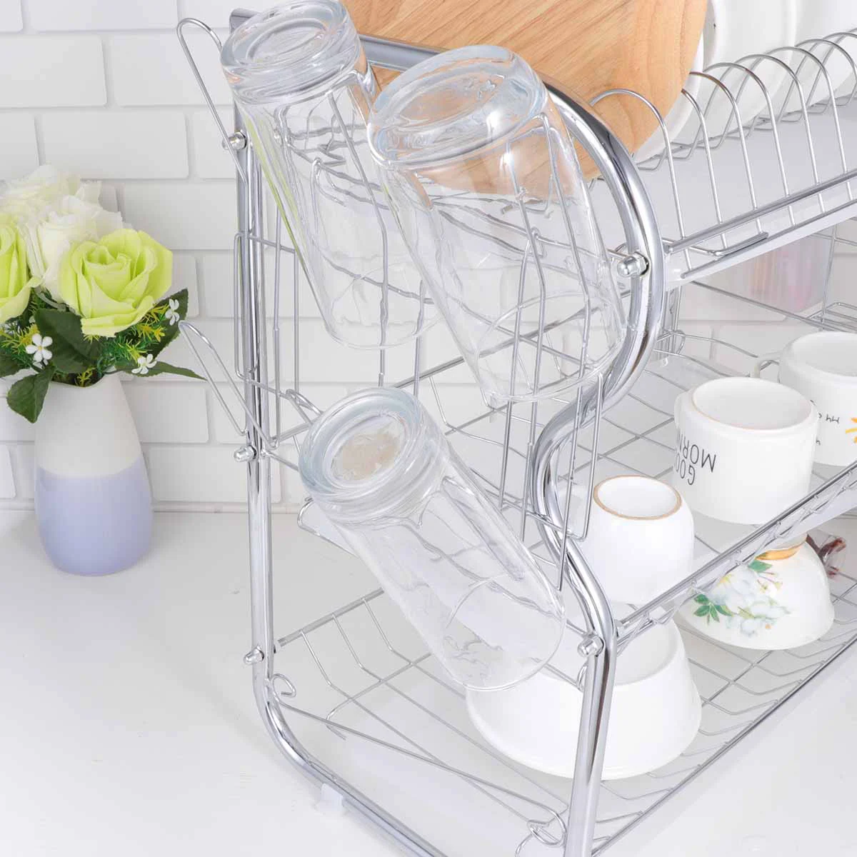 

3 Layer Metal Cabinets Pot Lid Holder Metal Holder Cutlery Drainer Rack Mug Holder Dish Drainer Sink