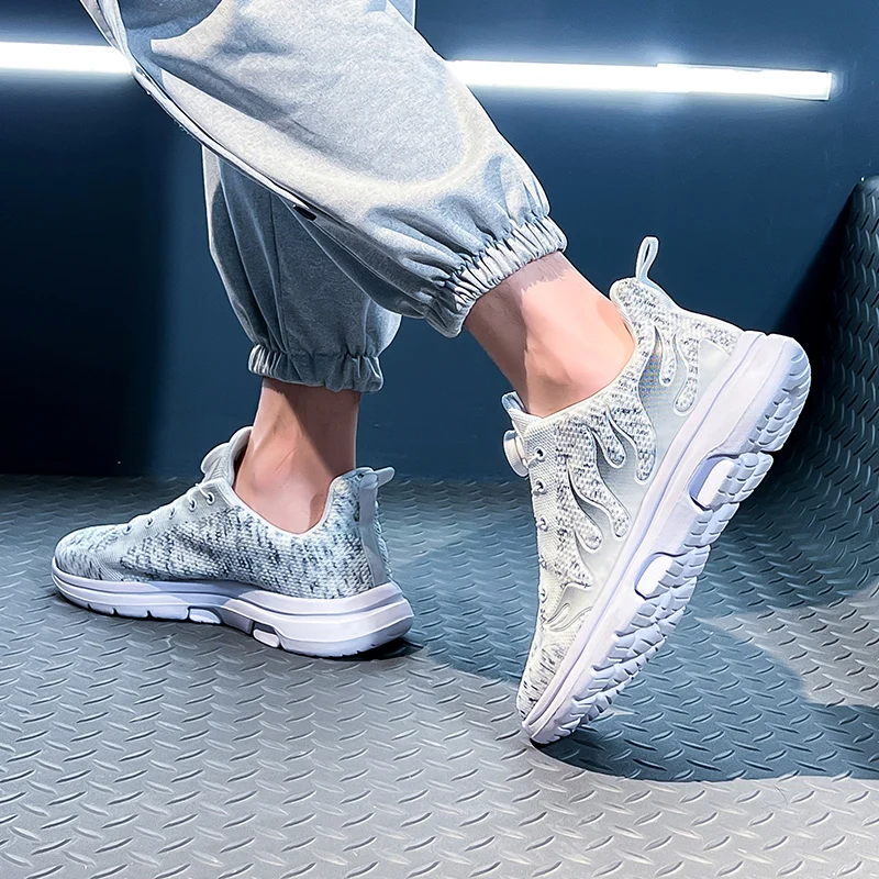 Mens Womens Breathable Outdoor Sports Shoes Flame Printed Trend Ultra-Light Casual Tennis Gym Running Sneakers